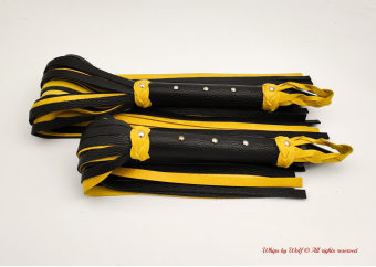 Single Medium Flogger in Black & Shiny Yellow