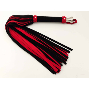 Single Large Flogger in Black & Red Suede feeling leather