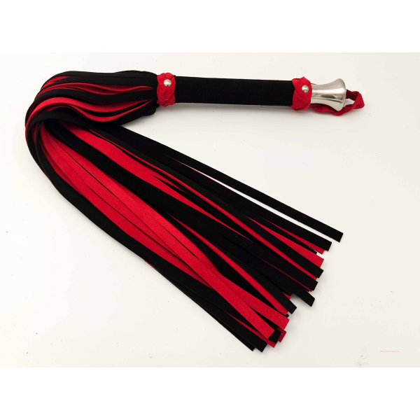 Single Large Flogger in Black & Red Suede feeling leather