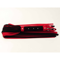 Single Large Flogger in Black & Red Suede feeling leather