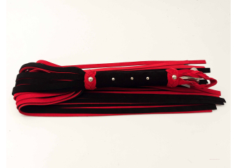 Single Large Flogger in Black & Red Suede feeling leather