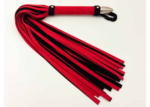 Single Large Flogger in Red & Black Suede feeling leather