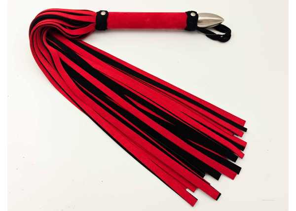 Single Large Flogger in Red & Black Suede feeling leather