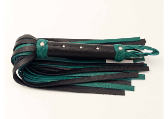 Single Medium Flogger in Black & Forest Green