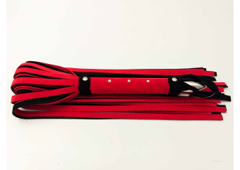 Single Large Flogger in Red & Black Suede feeling leather