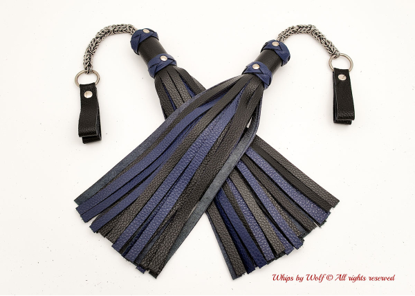 MTO Black & Dark Blue Poi Floggers 