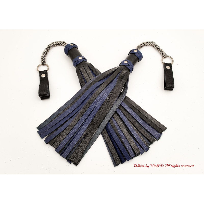 MTO Black & Dark Blue Poi Floggers 