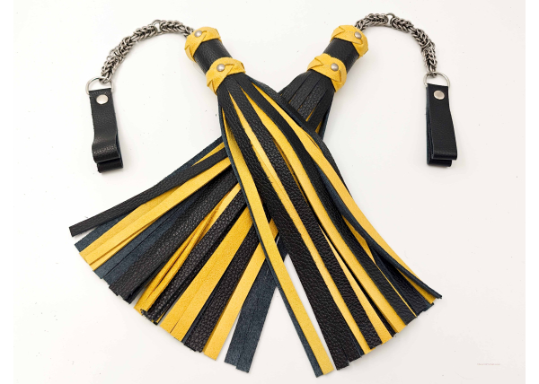 Poi Floggers in Black and Shiny Yellow