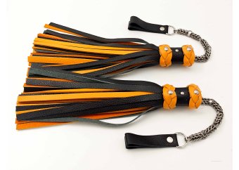 Poi Floggers in Black & Tangerine
