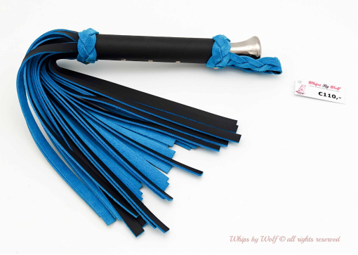 Single Medium Flogger in heavy & Sharp Exclusive Black & Turquoise 